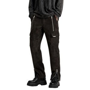 Represent England Faux Suede Utility Cargo Slim Fit Pants Mens Black Small Moto
